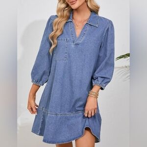 Stylish Denim Blue Mini Dress.Super Cute Dress. NWOT Size Medium